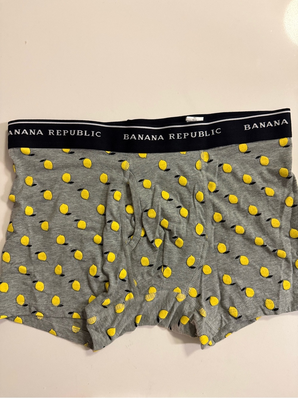 Banana Republic Gray Boxer Briefs with Yellow Lemon Motif